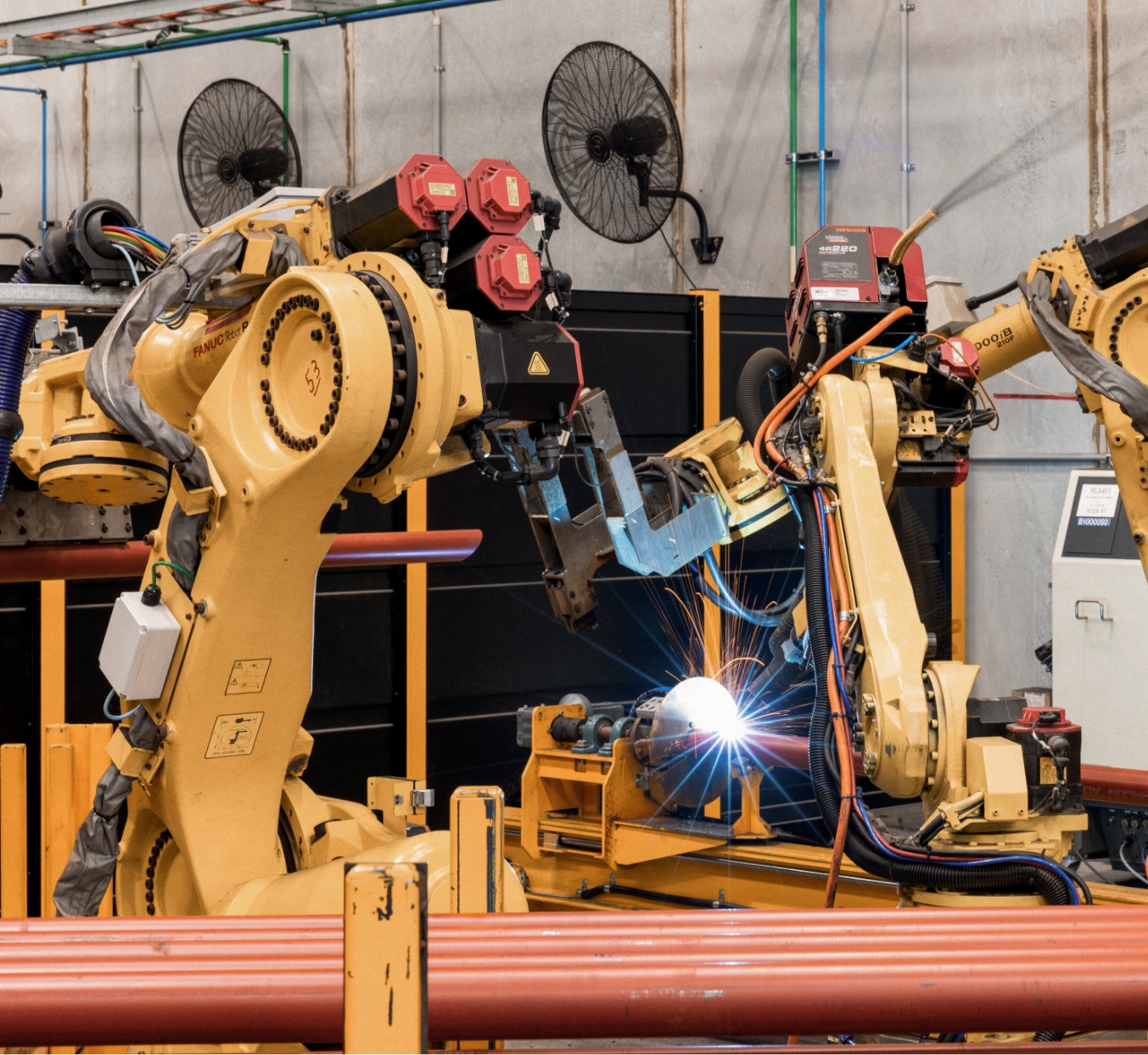 Screw pile manufacturing equipment. Robotic Laser Welding in Blade Piles Yatala, Qld Factory